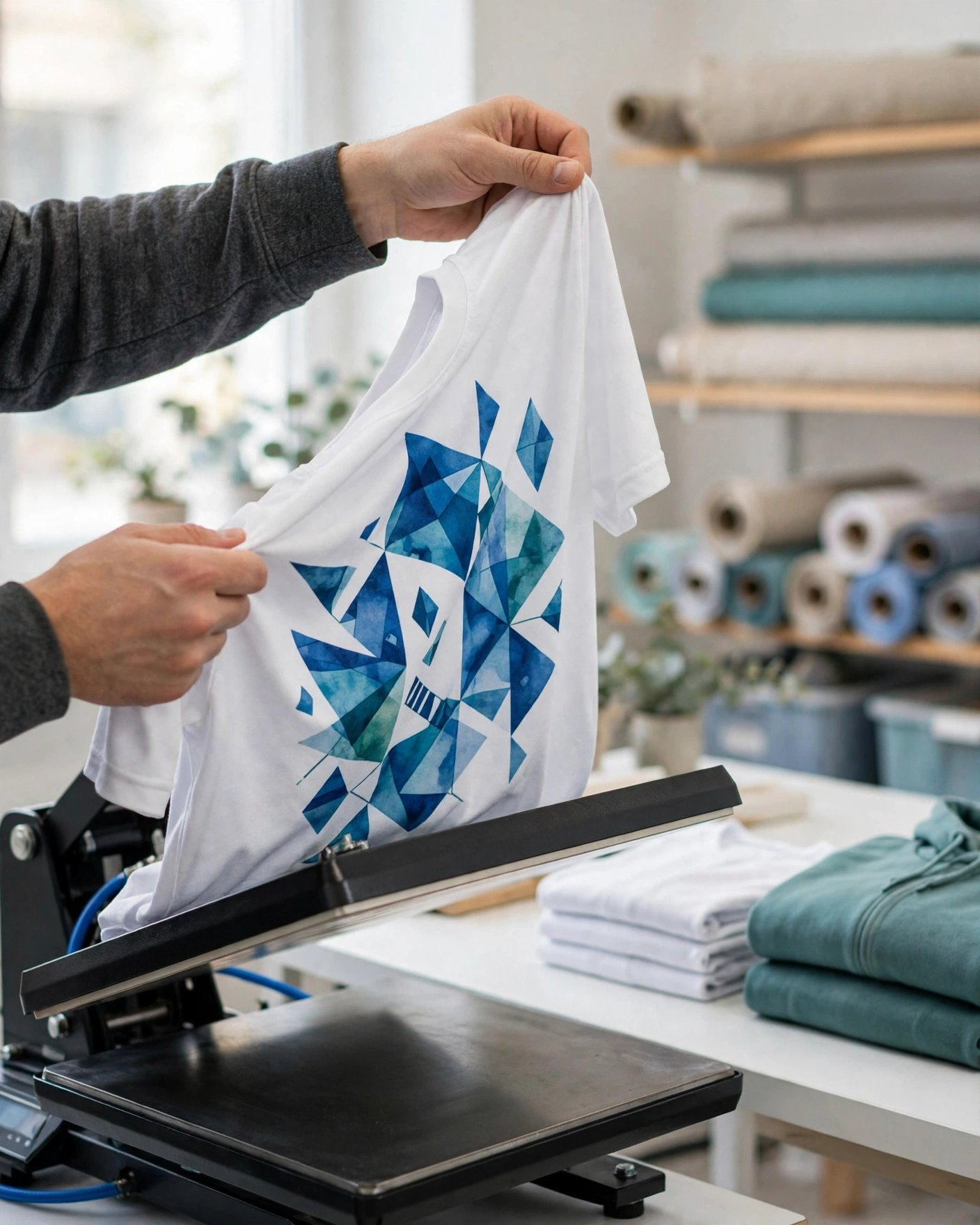 Badminton jersey being printed to order in the production studio